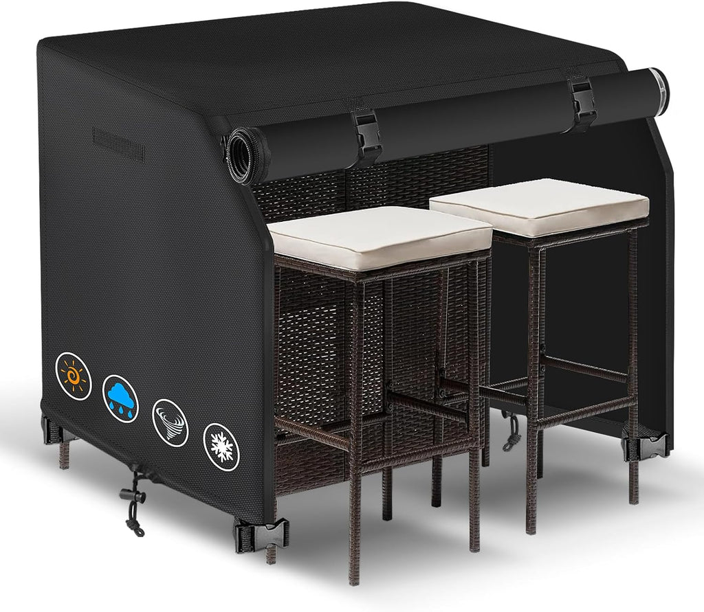 SUNICO Outdoor Bar Covers Waterproof,Bar Height Patio Set Covers,76x34x42in