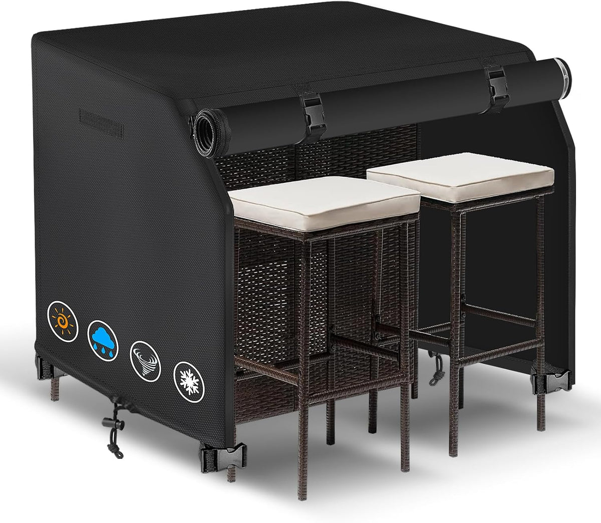 SUNICO Outdoor Bar Covers Waterproof,Bar Height Patio Set Covers,76x34x42in