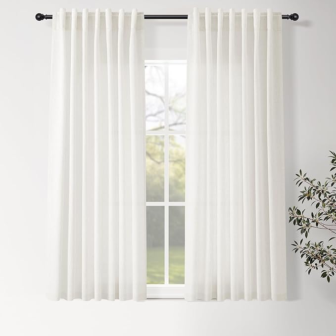 Neutral Linen Curtains 45 Inch Length by Nanspring