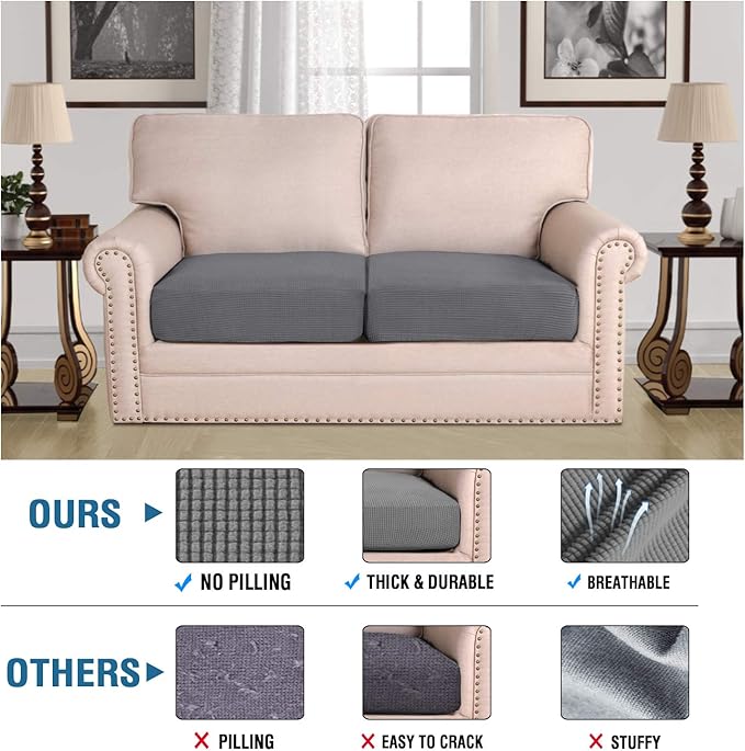 H.VERSAILTEX High Stretch Individual Seat Cushion Covers Sofa Slipcovers Couch - Image 5
