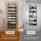 8-Tier Pantry Door Organizer, Large 2 IN 1 Wall Mount or Over The Door Pantry Organizer, Pantry Door Spice Rack with Adjustable Baskets, Over Door Organizer for Kitchen,（72.6×17.1×5.1in,Black)