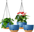 Hanging Planters, 4 Pack, Self-Watering, 7.5 Inch, Blue