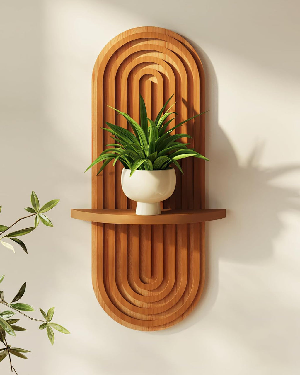 Bamworld Boho Wall Decor Plant Wall Shelf Plant Stand Bamboo-Look Weave