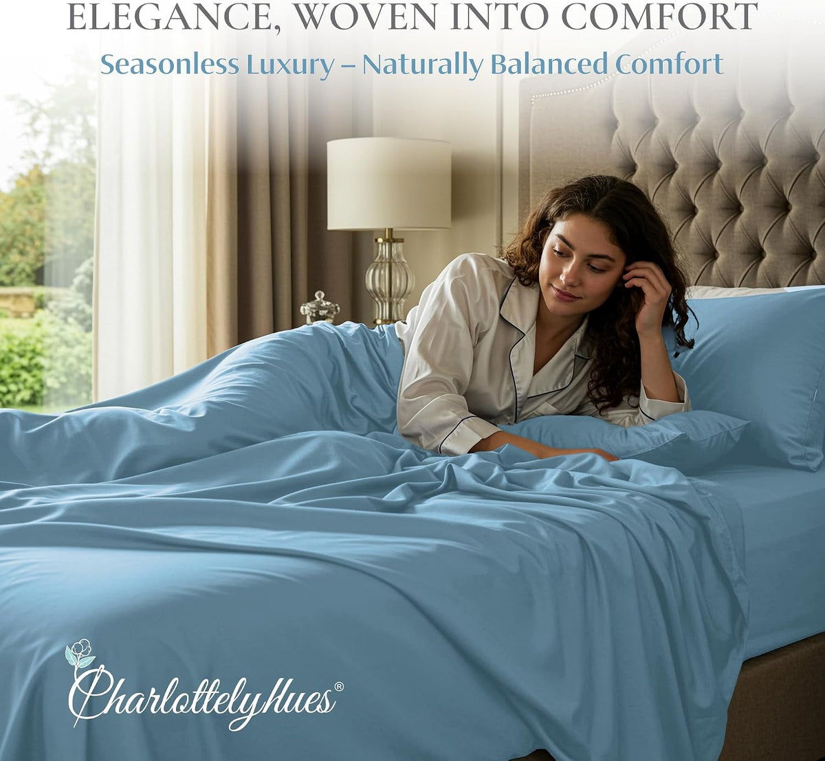 CharlottelyHues Sheet Set 4 Piece 100% Egyptian Soft Cotton King (Sky Blue)