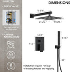 10 Inch High Pressure Rainfall Shower System with Handheld Spray, Wall Mount Bathroom Shower Faucet Set with Valve (Matte Black)