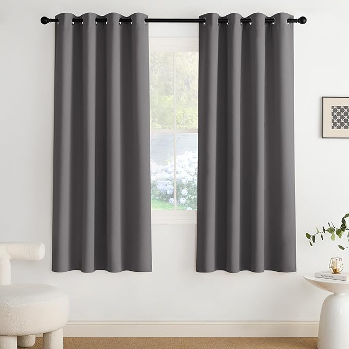 NICETOWN Room Darkening Draperies Curtains Panels, 2 Panels Grey W52 x L72 by NICETOWN