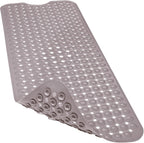 Bathtub and Shower Mats, 40x16 Inch Extra Large Non Slip Soft Bath Tub Mat with Suction Cups and Drain Holes for Bathroom Floor and Keep Tubs Clean, Machine Washable, Clear Turquoise