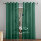 NICETOWN Green Sheer Curtains for Chirstmas Day, Grommet Voile Sheer Window by NICETOWN
