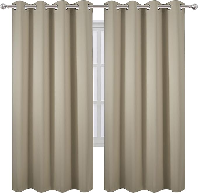 LEMOMO Beige Thermal Blackout Curtains/52 x 72 Inch/Set of 2 Panels Room - Image 2