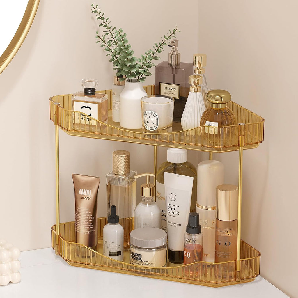 Lifewit 2 Tier Corner Bathroom Counter Organizers and Storage, Golden