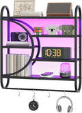 HOOBRO Gaming Floating Shelves for Wall, 28.9" LED Wall Shelf, Display Rack