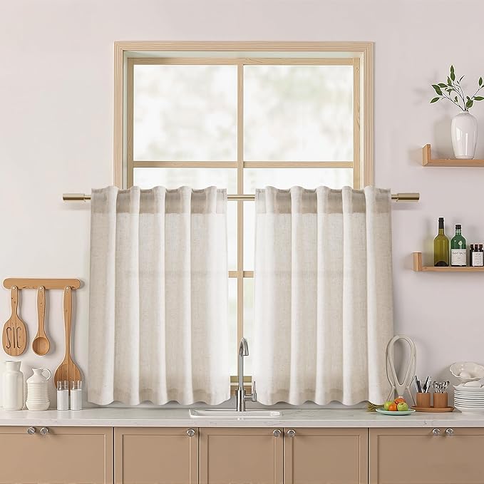 Nanspring Beige Farmhouse Curtains 30 Inch Length by Nanspring