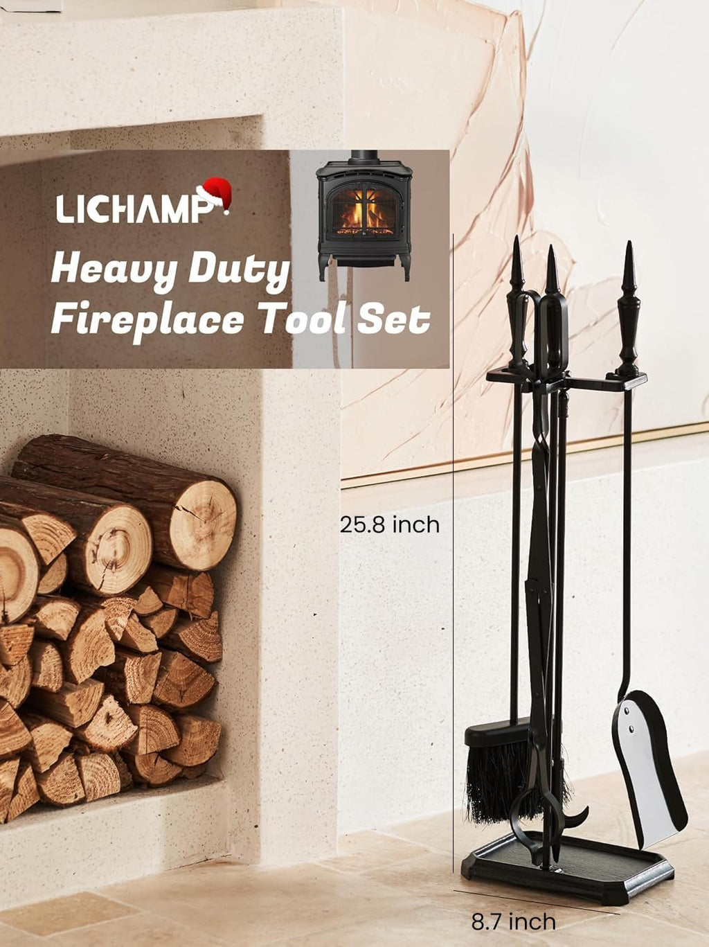 Lichamp Gothic Fireplace Tools Set, Gothic Handle