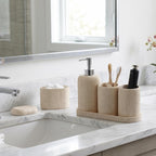 Bathroom Accessories Set, 5PCS, Travertine Stone Look, Yellow