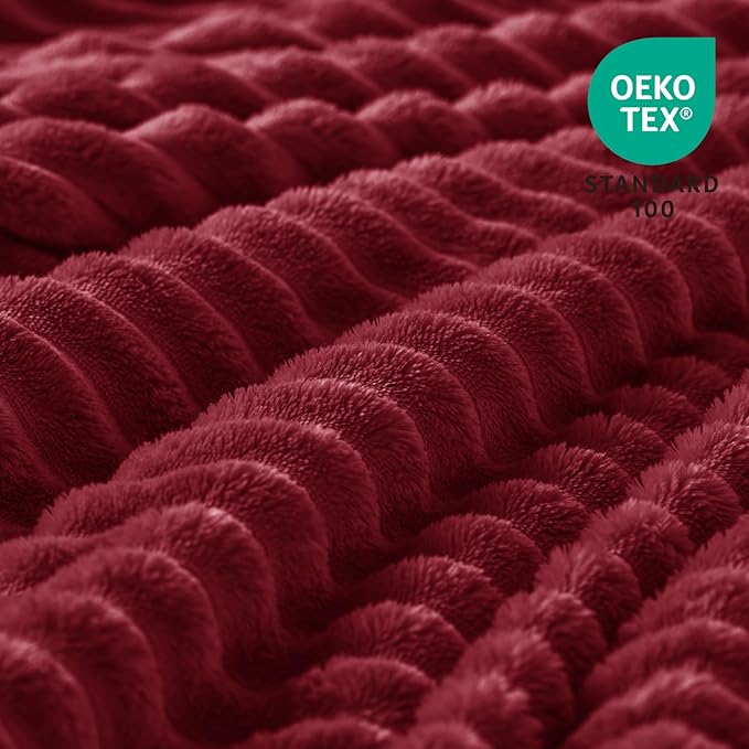 BEDELITE Fleece Throw Blanket for Couch – 3D Ribbed Jacquard Soft and Warm - Image 3