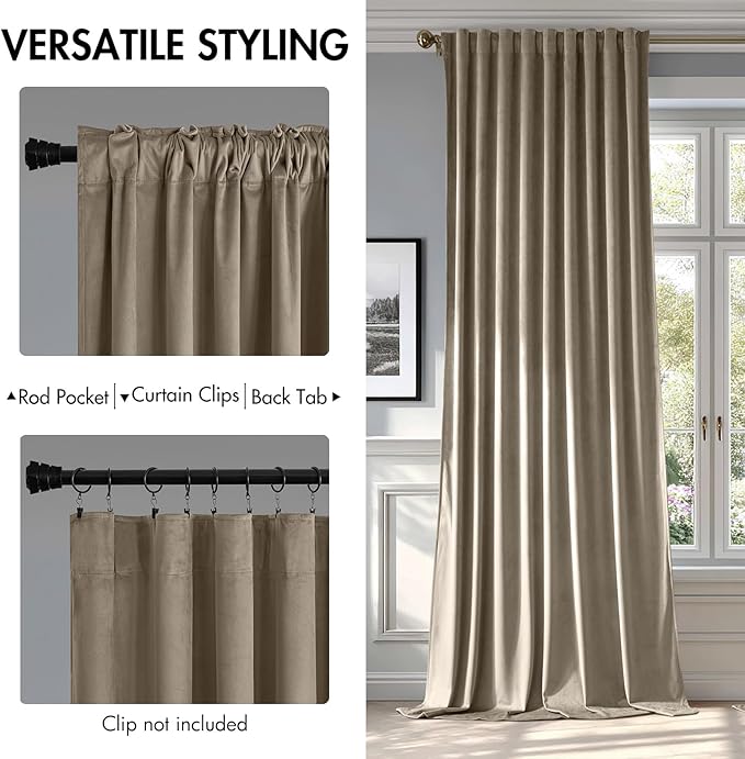 MIULEE Taupe Velvet Curtains 84 inches - Image 2
