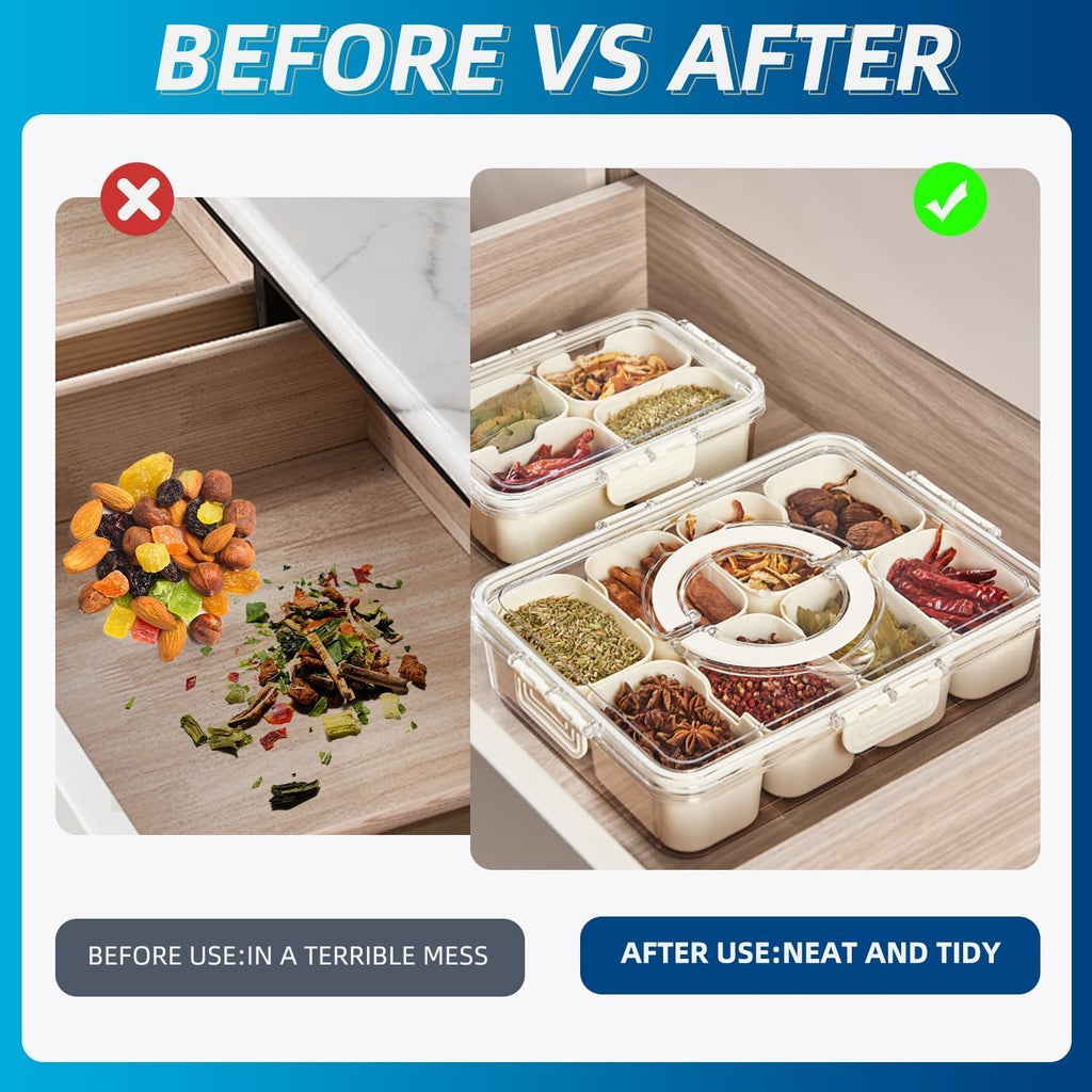 Pure Future 2 Pack 8-Compartment Snackle Box Container | Divided Snack Tray