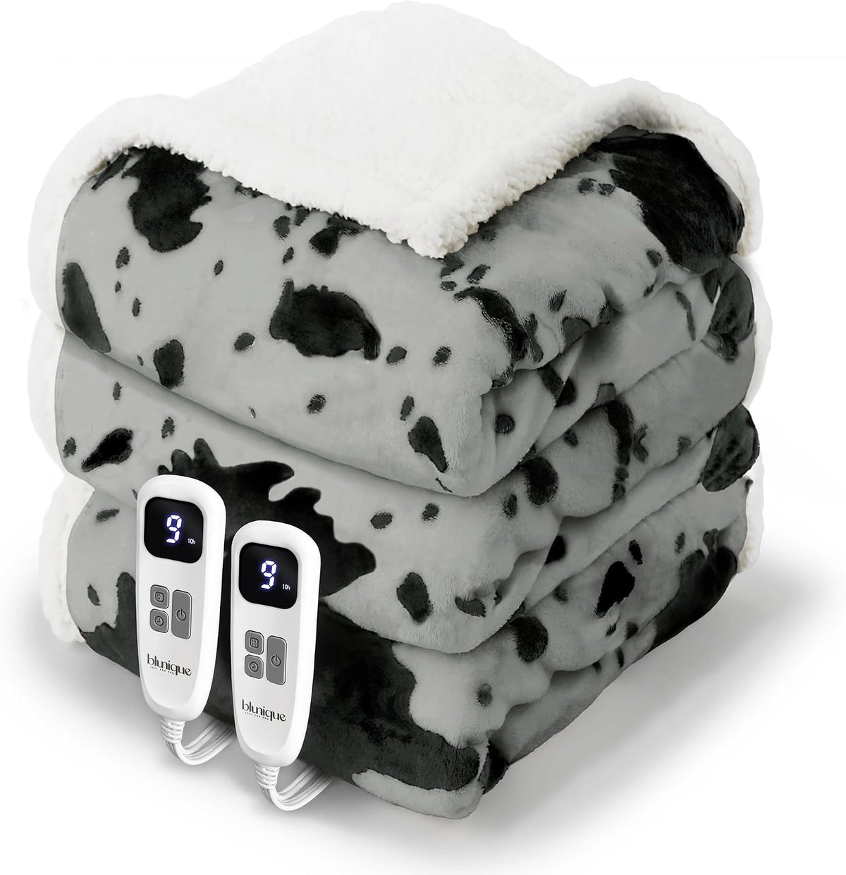 Heated Blanket Throw Blanket - Fast Heating Electric Blanket, Soft Heated Throw with 4 Time Settings,10 Heating Settings, Warm Gifts for Women Mom Grandma(50" x 60" Cow Print Apricot)