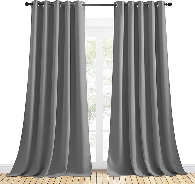 NICETOWN Silver Grey Blackout Curtain Panels - Image 2