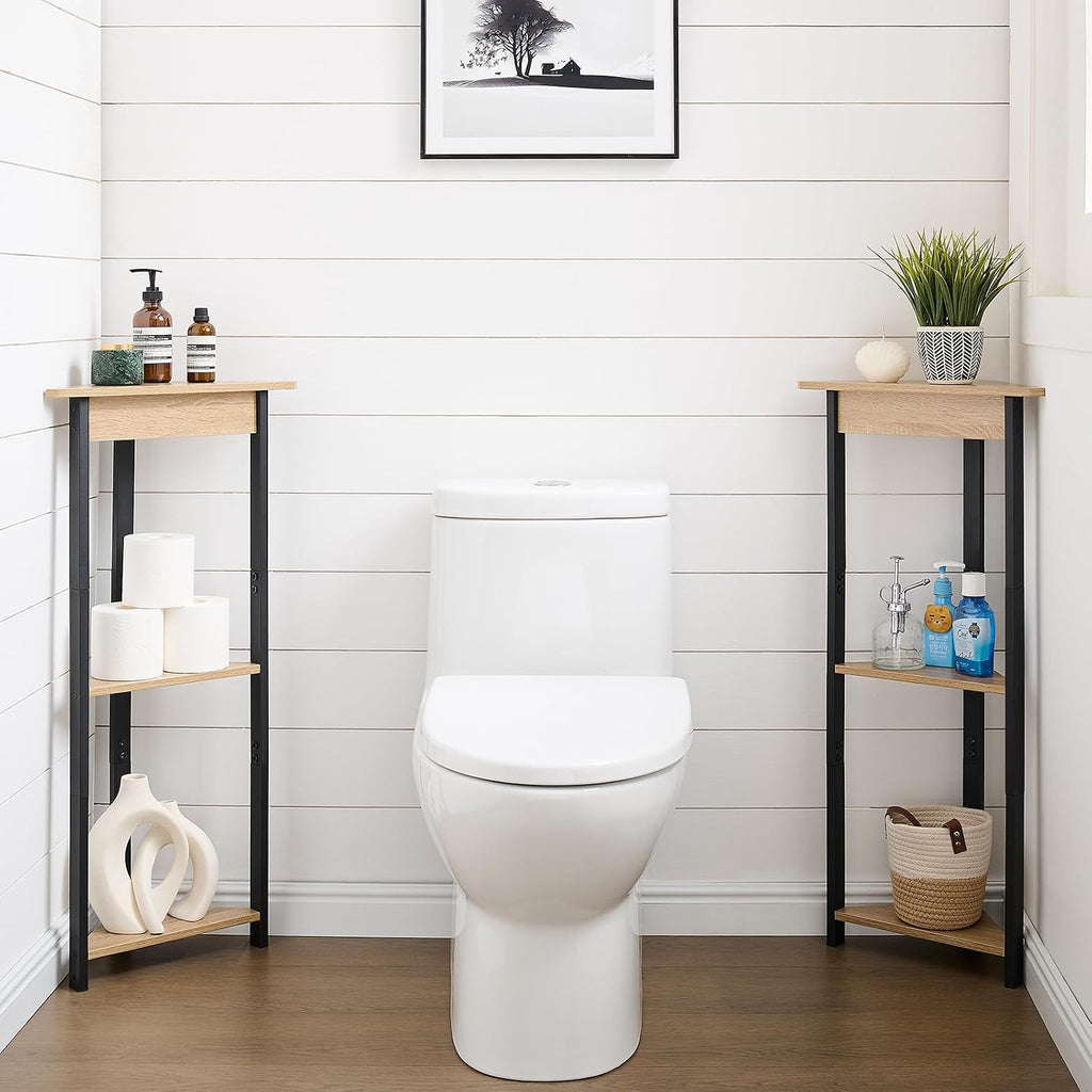 ZGREN 3 Tier High Tall Small Corner Shelf Stand Mini Table Display Storage Shelves for Small Spaces Bathroom, Living Room, Home Office