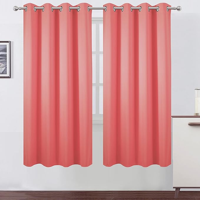 LEMOMO Coral Thermal Blackout Curtains/52 x 72 Inch/Set of 2 Panels Room by Lemomo