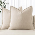 MIULEE Decorative Linen Pillow Covers 18x18 Inch Natural Beige Boho Farmhouse by MIULEE
