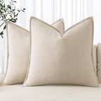 MIULEE Decorative Linen Euro Sham Pillow Covers 26x26 Natural Beige Boho by MIULEE