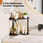 2 Tier Corner Bathroom Counter Organizer Storage Shelf, Black