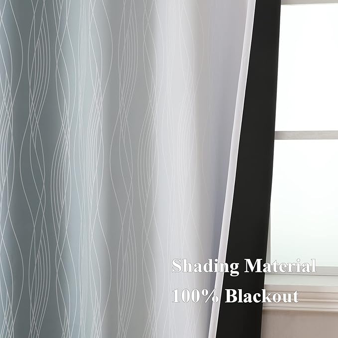 Estelar Textiler Stone Blue and Greyish White Blackout Curtains & Drapes - Image 5