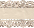Arzoe Embroidered Lace Table Runner Elegant Vintage Mantel Scarf Dresser Scarves Cabinet Dining Room Table Decoration (Taupe, 16 × 77 Inch)