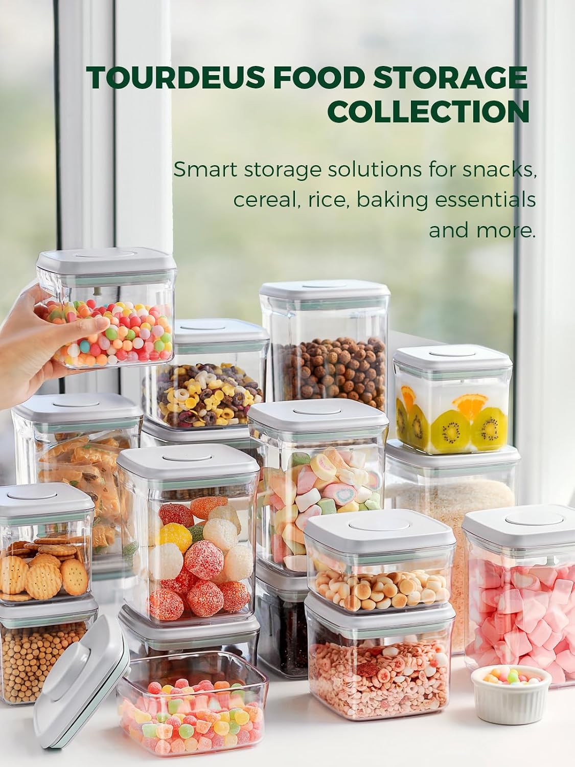 Airtight Food Storage Containers, 10-Piece, 5 Sizes, Pop-Top Lids