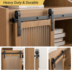 CCJH 2.5FT Mini Sliding Barn Door Hardware Kit Closet Cabinet 30" Track System Carbon Steel Basic Roller Hanger for Single 15" Wide Door Panel
