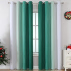 Estelar Textiler Green and Greyish White Gradient Blackout Curtains 102 Inches - Image 2