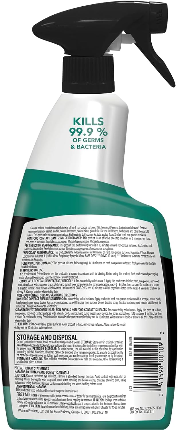 Weiman Disinfectant Granite & Stone Daily Clean & Shine, 24 Oz & 64 Oz