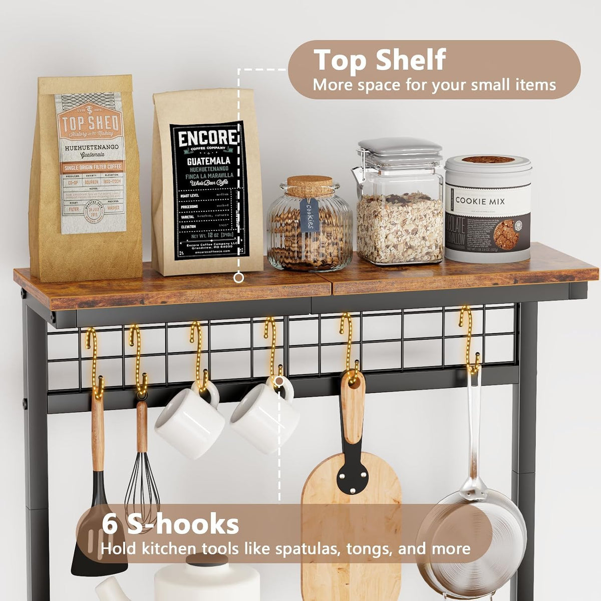 Furologee Kitchen Bakers Rack with Power Outlet, 22-Inch Microwave Stand