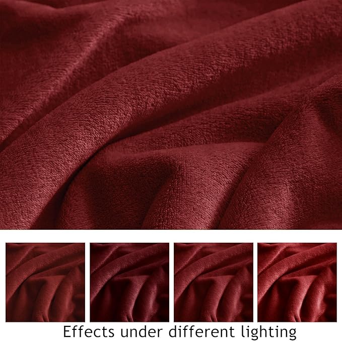 KMUSET Fleece Blanket Burgundy Lightweight Super Soft Cozy Fuzzy Bed Blankets - Image 5