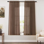 Nanspring Caramel Brown Linen Curtains 63 Inches Length 2 Panels Set by Nanspring