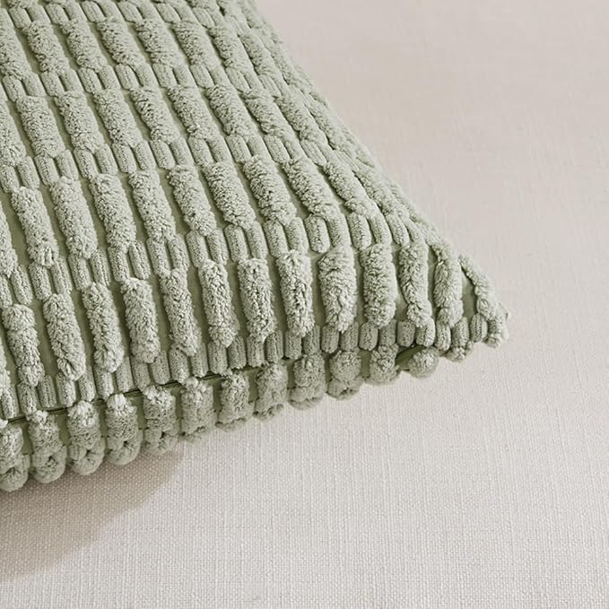Fancy Homi 4 Packs Sage Green Decorative Throw Pillow Covers 26x26 Inch - Image 4