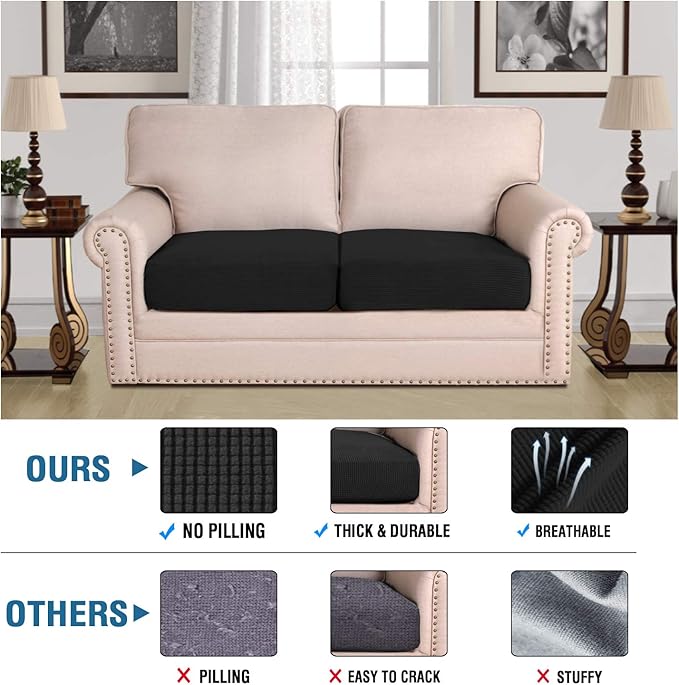 H.VERSAILTEX High Stretch Couch Cushion Covers, Chair Sofa Seat Slipcovers - Image 5