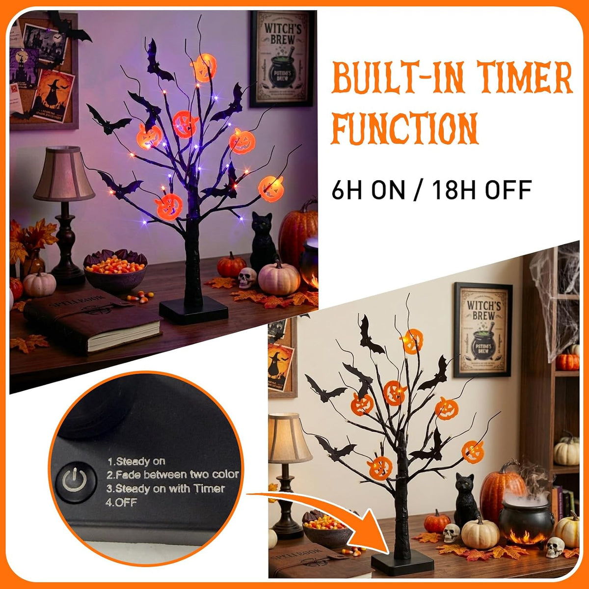 EAMBRITE Halloween Decorations Indoor Halloween Tree Black Spooky Tree