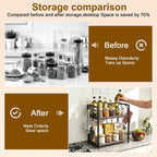 Coffee Bar Organizer, Kitchen Counter Organizer, Wood Coffee Bar Shelf