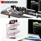 2 Tier Clamp on Desk Shelf (Pink)