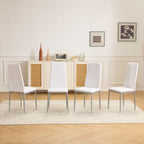 Karl home White Dining Chairs Set of 4, PU Leather & High Back