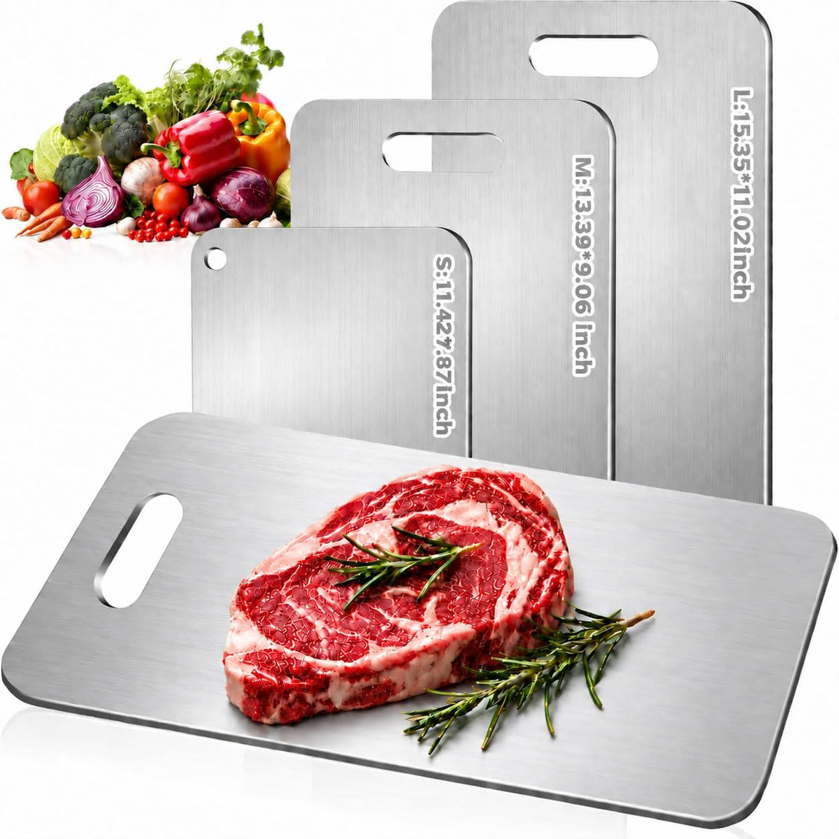 Katori Titanium Cutting Board for Kitchen, 100% Pure Titanium Cutting Boards, Double Sided Non Toxic Titanware Chopping Board for Cutting Meat Vegetable Fruit,Dishwasher Safe(S+M+L)