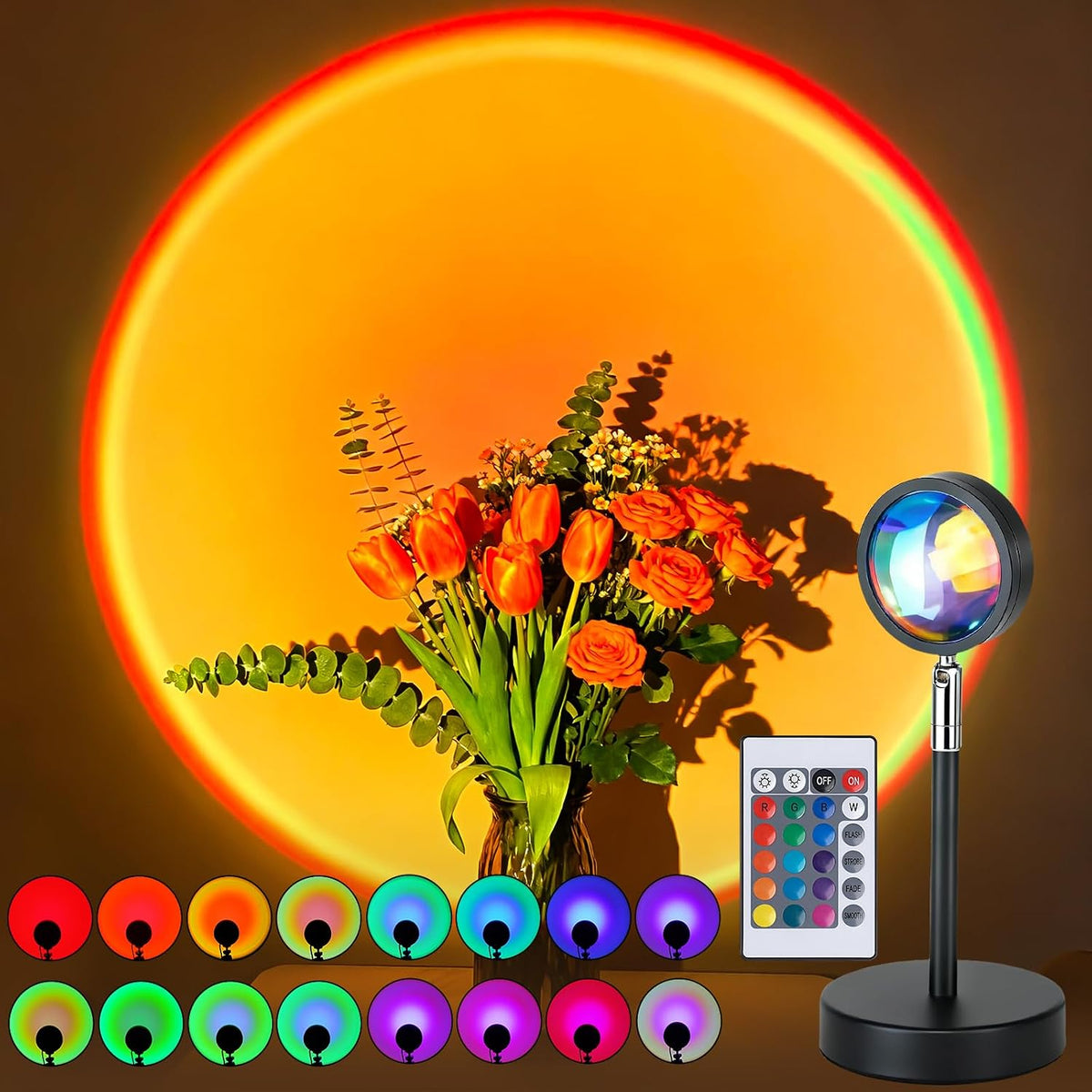 Balkwan Sunset Floor Lamp Projection 140cm Adjustable Stand Led Night Light 360 Degree Rotation Network Light with 3M USB Cable Floor Light for Living Room Bedroom
