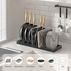 Pots and Pans Organizer under Cabinet, Expandable Pot Lid Organizer Holder with 12 Adjustable Compartment, Pan Organizers inside Cabinet for Lids, Bakeware, Kitchen Storage Pot Rack, Black