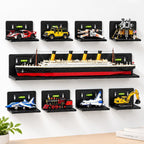 12 PCS Building Blocks Display Shelf Wall Mounted with Built-in Bubble Level, Floating Model Display Stand for Minifigures & Brick Sets, Wall Shelf Organizer for Room Decor & Storage