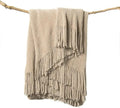 lifein Throw Blanket for Couch, Soft Boho Decor Bed Throw, Cozy Beige Knitted by lifein