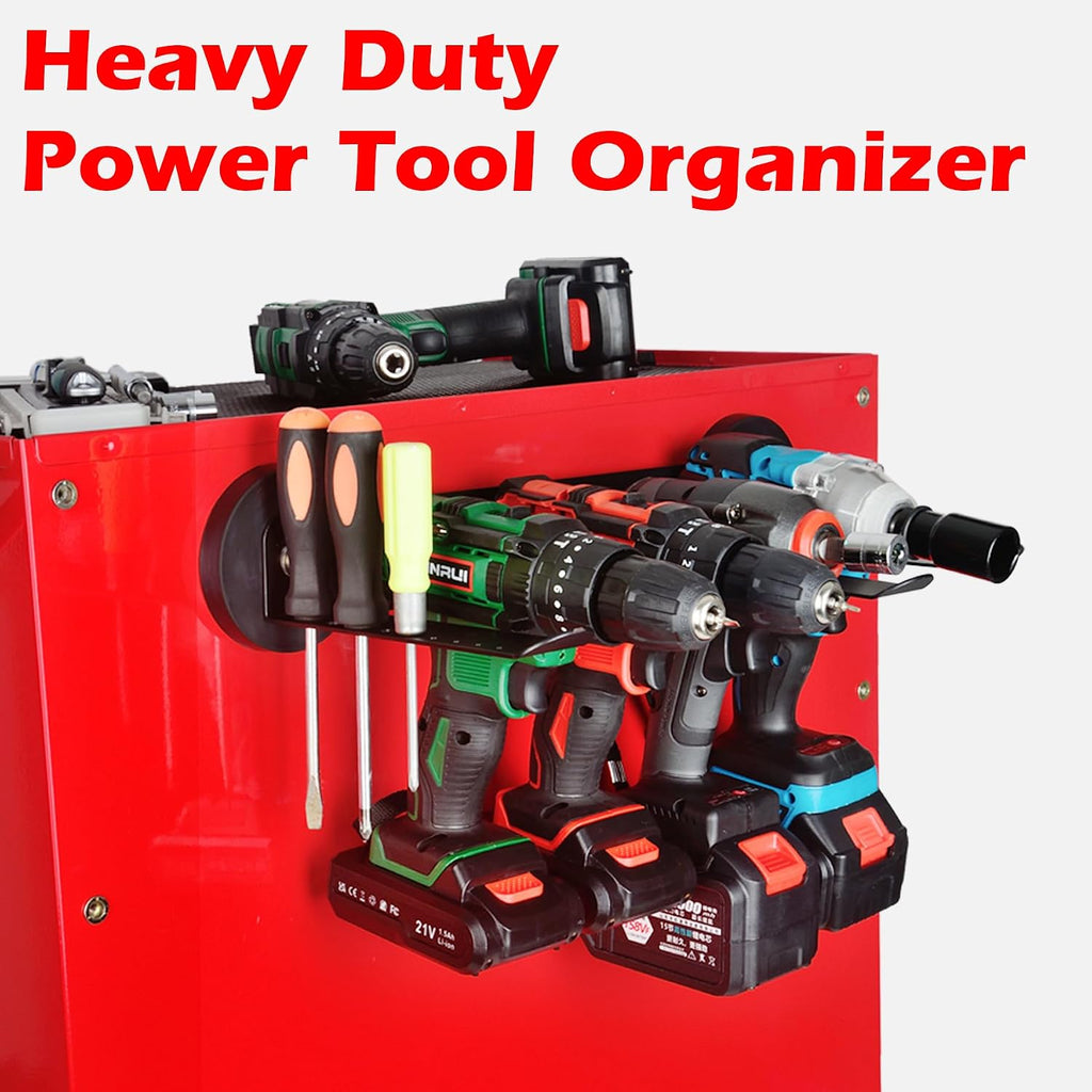 Power Tool Organizers and Storage Garage Drill Drivers Shelves Magnetic Mount 4 Slots,Heavy Duty Magnetic Racks and Shelving Utility Storage Holder for Garage Warehouse