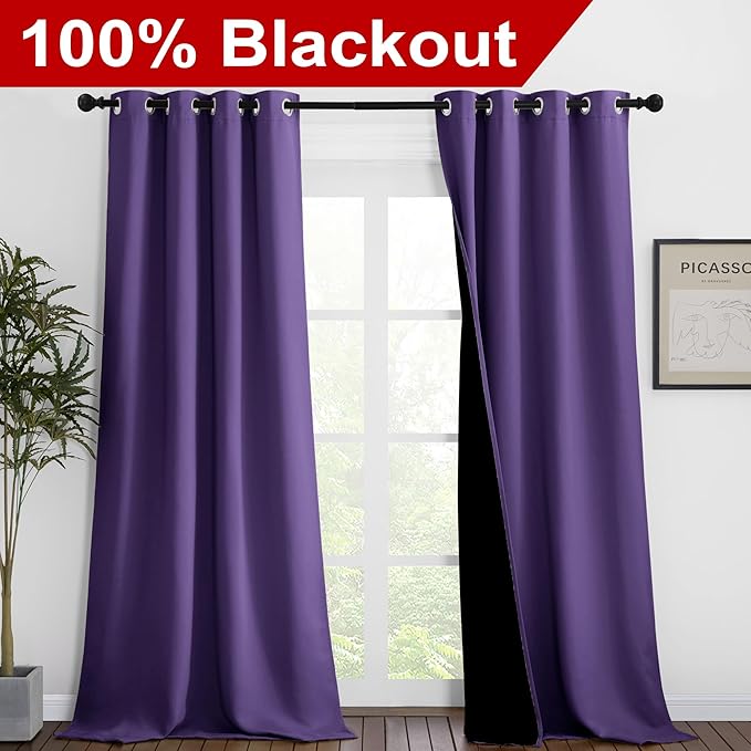 NICETOWN 100% Blackout Blinds, 46 inches x 102 inches, Laundry Room Decor - Image 2